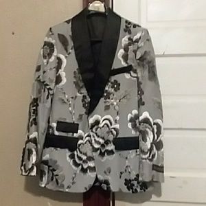 Black and white floral Male blazer